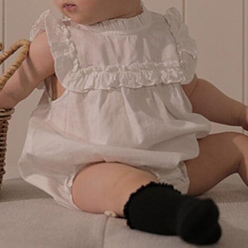 2021 Summer Bene White Princess Ins Style Cotton Sleeveless Ruffles Baby Girls Romper Newborn Clothing Babies Bodysuit Clothes