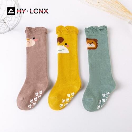 3 Pairs/Lot Autumn Winter Newborn Baby Socks Children Cute Cartoon Cotton Warm High Girls Knee Socks Boy Girl Non-slip Sock