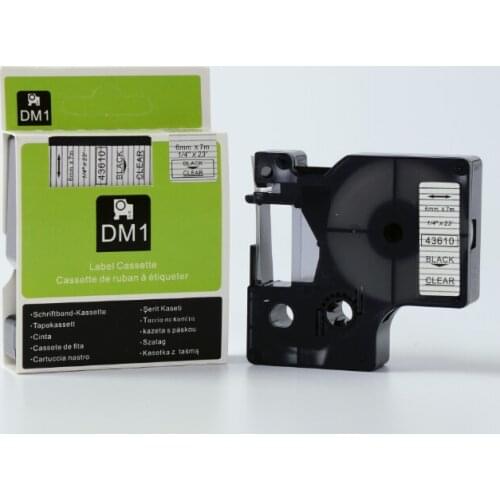 3pcs/lot 6mm label black on clear tape 43610 compatible d1 label tapes with dymo d1 label printer