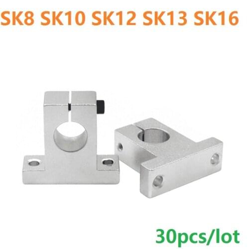 30pcs/lot SK8 SK10 SK12 SK13 SK16 SH8A SH10A SH12A SH13A SH16A linear rail end shaft support for diy XYZ table CNC router