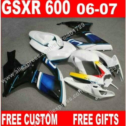 ABS movistar Fairings for plastic 2006 2007 white black blue SUZUKI GSXR 600 750 K6 BACARDI GSXR600 GSXR750 kit 7 gift SE83