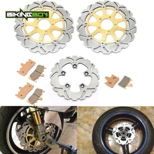BIKINGBOY For Suzuki GSXR GSX-R 1000 K1 K2 2001 2002 Front Rear Brake Discs Disks Rotors + Pads Stainless Steel 320mm 220mm Set