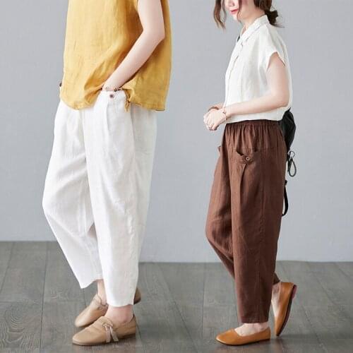 High Waist Harem Pants 2021 New Arrival Fashion Women Casual Pants Cotton Loose Office Lady Work Summer Pants Vintage trousers