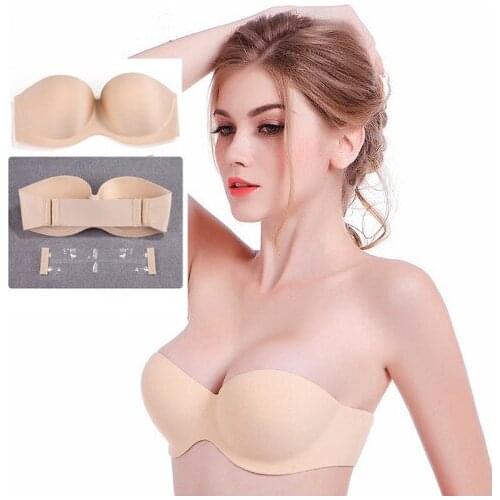 Strapless Bra Seamless Invisible Bra 1/2 Cup Push Up Soft Women Ladies Dress Wedding Party Underwear
