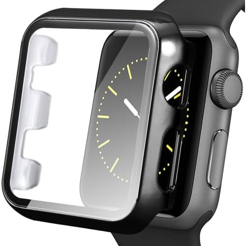 Watch Cover Case for Apple Watch 5/4/3/2/1 38MM 40MM Full Cover Protective PC Case with Tempered Glass Film Frame Case 42MM 44MM