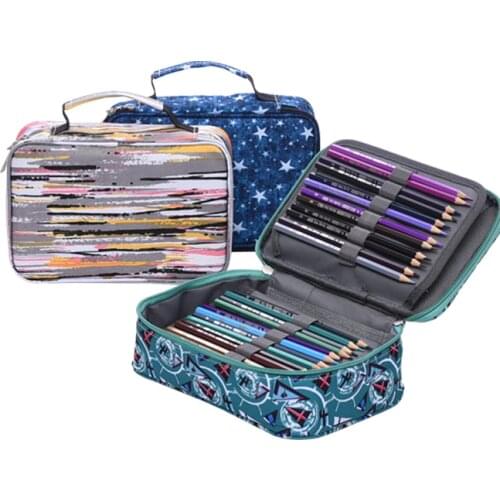School Pencil Case Penal Canvas 72 Holes Pencilcase Cartridge Penalty for Girls Boys Big Pen Bag Box Stationery Kit Pouch Kawaii