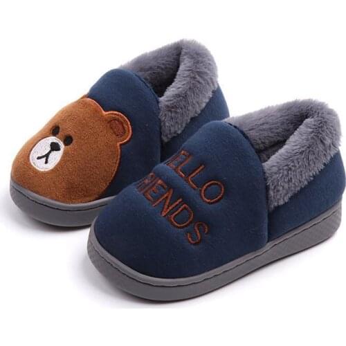 Home slippers for children Cute Cartoon bear slipper animal shoe warm non-slip soft bottom slippers boys and grils baby