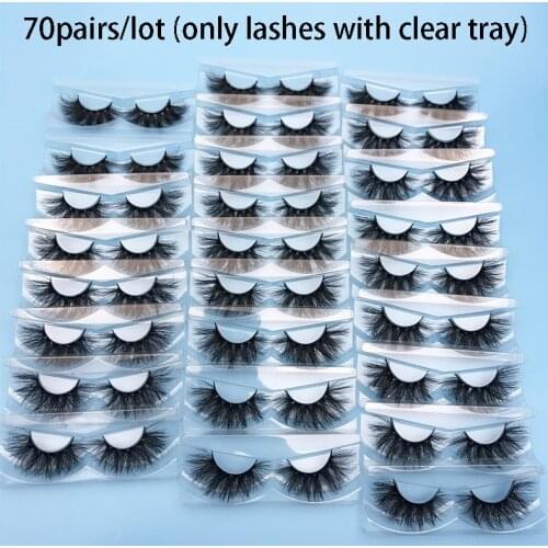 MIKIW 70 Pairs Wholesale Mink Eyelashes no box 3D Mink Lash Handmade Dramatic Lashes 24 styles Only Mink Lashes With Clear Tray