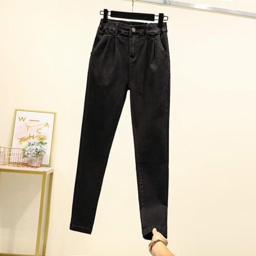 Lente Stretch Skinny Jeans Vrouw Hoge Taille Potlood Broek Mujer Plus Size Elastische Taille Broek Femme Slim Denim Zwart 5XL