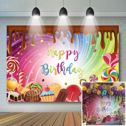 Chocolate Birthday Backdrop Sweet Candy Chocolate Theme Birthday Party Decor Lollipop Cupcake Candyland Birthday Backdrops