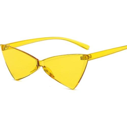 Personality Cat Eye Sunglasses Women Butterfly Triangle Fashion Design Sunglasses Female Candy Transparent Color Mirror Black