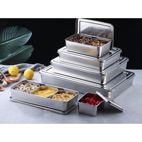 1/2/3/4/6 Grids Seasoning Box with Lid Set Stainless Steel Spice Pepper Shakers Jar Containers Rack Kitchen Storage Tools