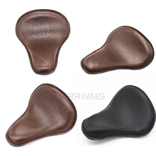 Motorcycle Leather Solo Passenger Seat Cover Cowl Pad For Harley Sportster Bobber Chopper Custom Brown Black