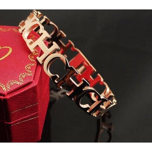 Hot Supply High Quality Rose Gold Bangle CH Linked Design Women Men Bracelet Steel Jewelry