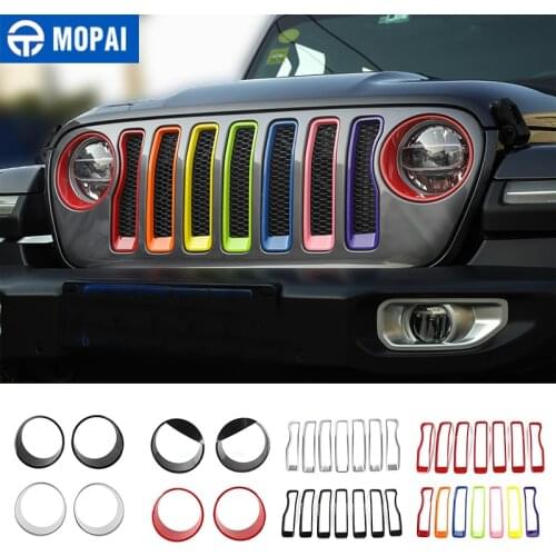 MOPAI Car Exterior Front Headlight Lamp Racing Grille Decoration Cover Stickers for Jeep Wrangler Rubicon 2018+ Accessories