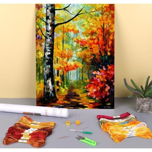 Oil Style Soul Time Printed Water-Soluble Canvas 11CT Cross-Stitch DIY Embroidery Patterns DMC Threads Knitting Stamped