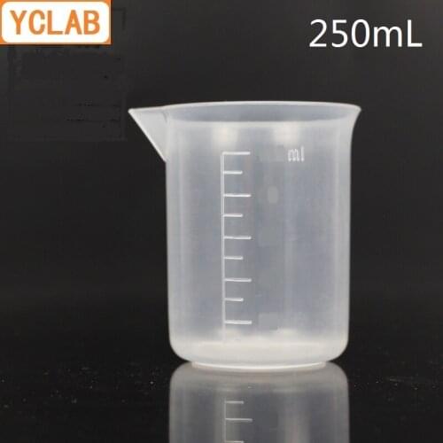 YCLAB 250mL Beaker PP Plastic Low Form with Graduation and Spout Polypropylene Laboratory Chemistry Equipment