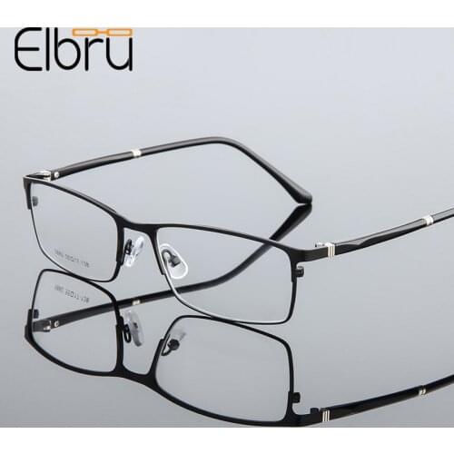 Elbru Anti-blue Light Metal Square Frame Glasses Frame Men Classic Business Full Frame Optical Myopia Eyeglasses