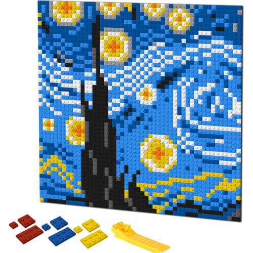 DIY Starry Night Pixel Pop Art Building Blocks Mosaic Painting Jigsaw Bricks Decorative Wall By Numbers MOC Toys Unique Gift