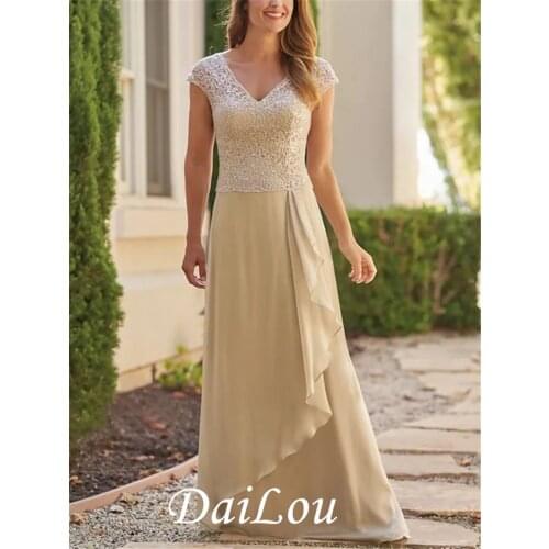 Sheath / Column Mother of the Bride Dress See Through Plunging Neck Floor Length Chiffon Short Sleeve with Side Draping 2021