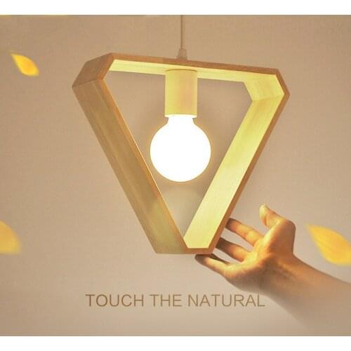 Nordic Modern Simple Style Solid Wood Aisle Restaurant Bar Pendant Lights Creative Corridor Triangle Hexagon Square Geometry