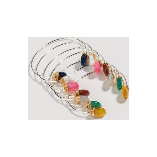 Popular round stone bracelet fashion adjustable multi-color natural stone jewelry