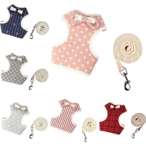 Pet Dog Harness Leash 2PCS Set Breathable Kitten Dogs Vest Harnesses Small Dog Puppy Harness For French Bulldog Chihuahua Pug