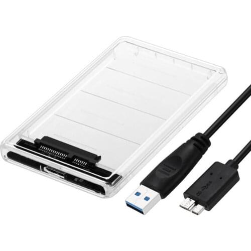 Transparent 2.5 inch HDD SSD External Case Box SATA to USB 3.0 5Gbps Hard Drive Mobile Enclosure Support 2TB for Laptop Notebook