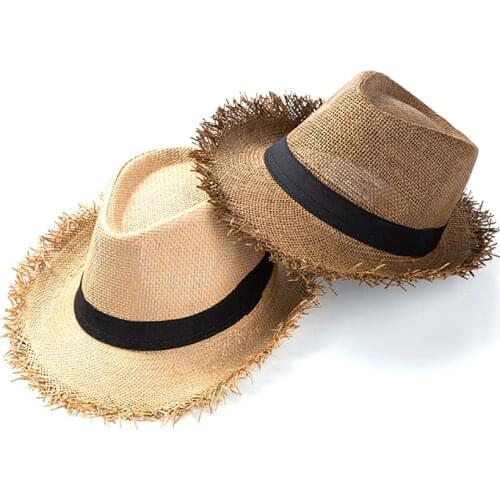2020 mens summer beach hat shade breathable mens straw hat mens fedora panama hats