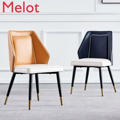 Modern Minimalist Living Room Garden Genuine Leather Armchair European Entry Lux Iron Dining Table and Chair Home Decoration