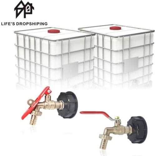 1pcs S60X6 Water Tank Tap Fuel Adapter With 1/2" Hose Connector Oil Fine Flow Thread Snap On IBC Garden Brass Assembled