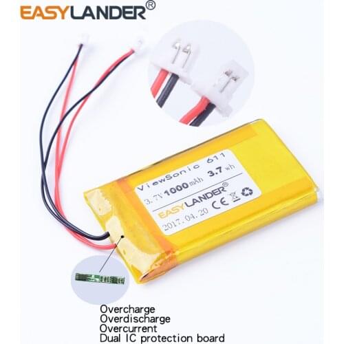 Easylander Replacement 3.7V 1000mAh Rechargeable Li-Polymer Battery For ViewSonic 611 Pocketbook 360 301 MP5 DVD GPS E-book