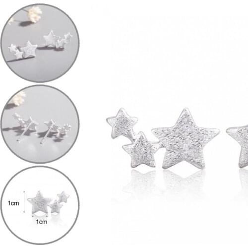 Women 1 Pair Attractive Wear-resistant Five-pointed Star Stud Earrings Accessory Star Earrings Lightweight for Dating