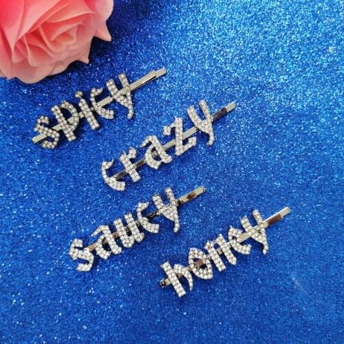 2020 Fashion design Letters Hair Clips Crystal Words Hair Pins for Lady Hair Jewelry