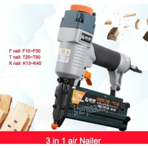 1PC 3-in-1 DIY Pneumatic Nail Gun For F/T/440K Nail Universal Air Nailer Woodworking Air Stapler Machine