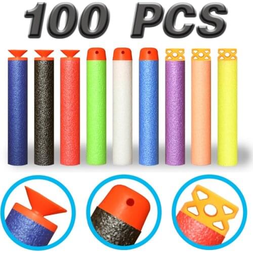 100Pcs Multicolor 7.2CM EVA Soft Hollow Hole Head Refill Darts Toy Gun Bullets for Nerf Series Blasters Kids Gifts HongC