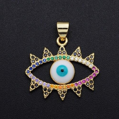 23x16mm 100% CZ Zircon DIY Jewelry Shell Evil Eye Charm Pendant Wholesale Fashion Jewellery Pendants Necklace Making Charms