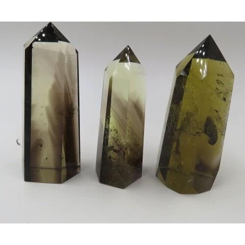 3pcs/lot) 276g RARE Natural Handmade Smoky Citrine Quartz Single Terminated Crystal Point Wand Reiki Healing Mineral Stone