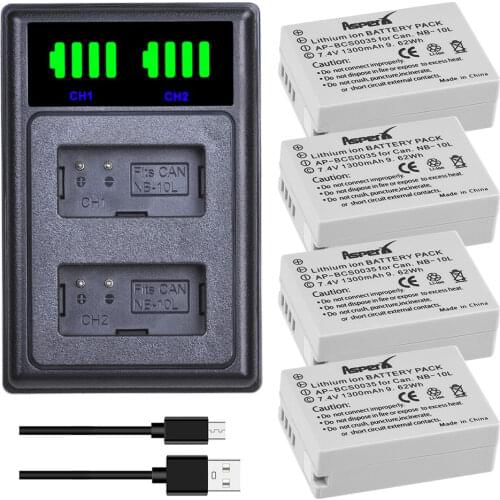 NB-10L Battery 1300mAh NB10L NB 10L Battery Charger for Canon 1100D G1X G15 G16 PowerShot SX40HS SX50HS SX60HS SX40 SX50 SX60 HS