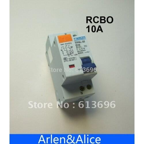 DPNL 1P+N 10A 230V~ 50HZ/60HZ Residual current Circuit breaker with over current and Leakage protection RCBO