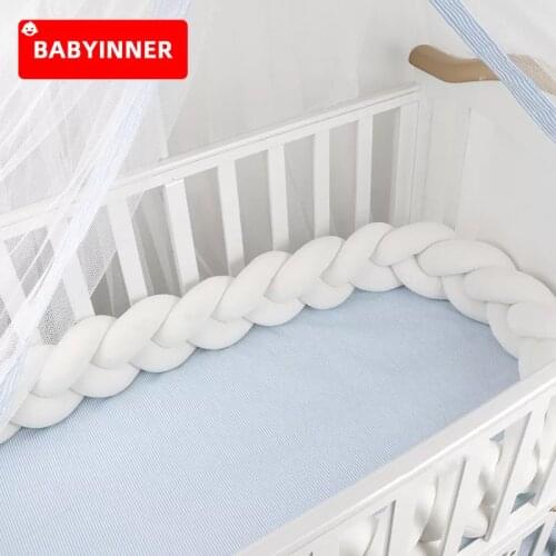 Babyinner 1M 1.5M 2M 3M Baby Crib Bumper 3 Braid Cot Protector Bed Fence Knotted Bed Enclosure Multi-function Baby Room Decor