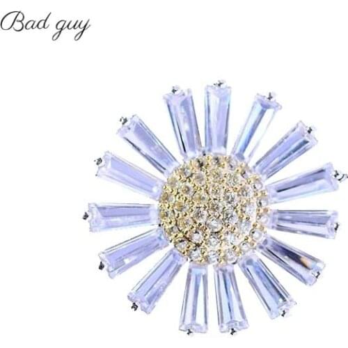 Sunflower Zircon Brooch Pin for Womens Flower Brooch Jewelry Clothes Scarf Buckle Garment Accessories Fine Jewelry Gifts