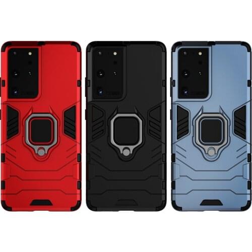 Phone Holder Finger Ring Case For Samsung Galaxy S21 Ultra S20 FE Note 20 Magnetic Armor Shockproof Cover For Samsung S21 Ultra