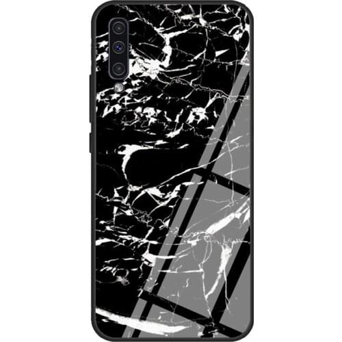 Black Marble Case For Samsung A72 A71 A51 A31 A40 A50 A70 A20e A21S A12 A32 A52 Tempered Glass Cover