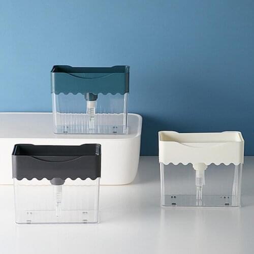 Liquid Pump Dispenser Wave Pattern 2 in 1 Design ABS Manual Press Soap Organizer with Sponge for Home