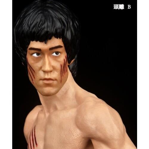 Bruce Lee 77th Anniversary Edition Dragon Fighting Tiger Fighting Three-headed Sculpture Real Clothes 28cm PVC Action Figure