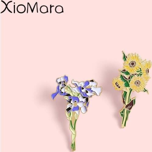 Morning Glory Sunflower Enamel Pins Loving Your Life Brooches Lapel Badges Wholesale Plants Pin Jewelry Gifts for Friend