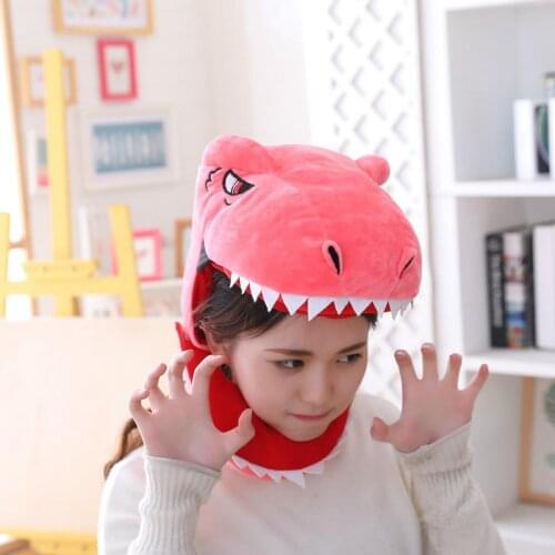 Adult Plush Hat Cap Decor Coronet Headgear Headdress Funny Shark Hat Dinosaur Headgear Plush Toy PP Cotton Doll