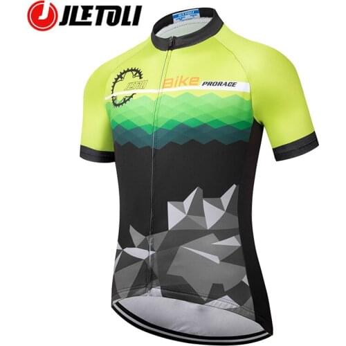 JLETOLI Summer Men Cycling Jersey Breathable Bike Jersey Shirt Bicycle Clothes Uniform Quick Dry MTB Clothing Maillot Ciclismo