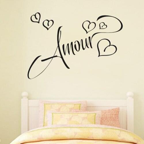 Creative Amour Love Wall Decals French Words Vinyl Wall Sticker Couple Bedroom Living Room Home Decoration Art Murals